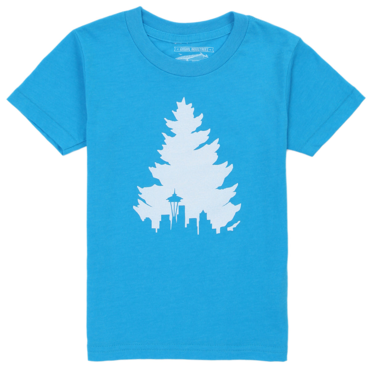 Casual Industrees Johnny Tree (Ages 2-6) T-Shirt - Little Kids' Neon Heather Blue Front View