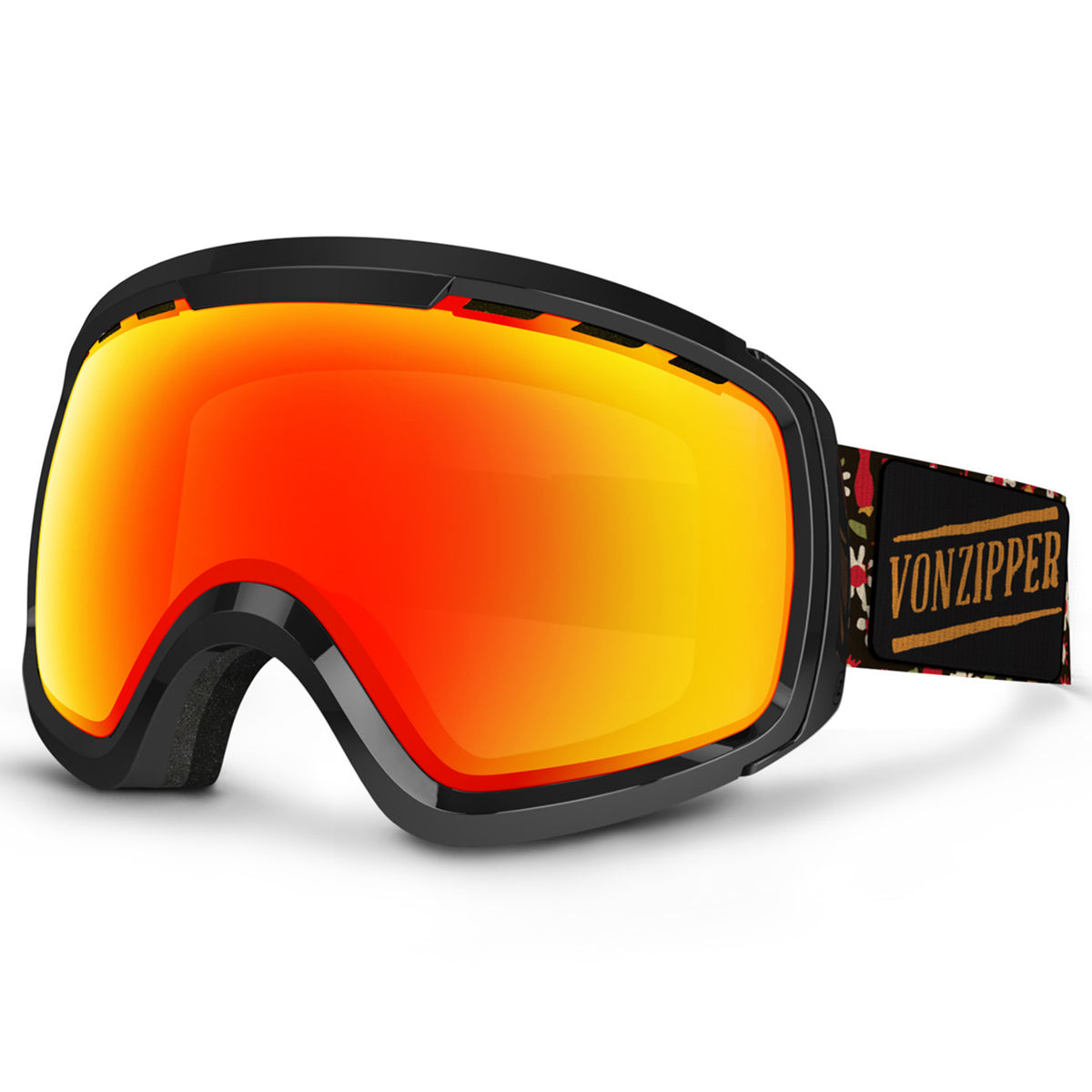 Von Zipper Feenom Goggles Ditsy Black Gloss/Lunar Chrome + Yellow