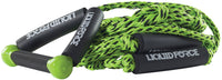 Liquid Force 9" Handle + Knotted Surf Rope Green/Black Front View::Green/Black
