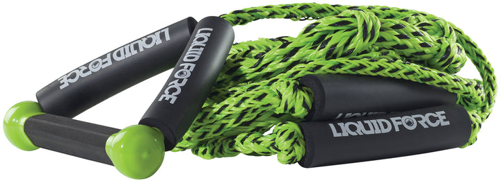 Liquid Force 9" Handle + Knotted Surf Rope Green/Black Front View