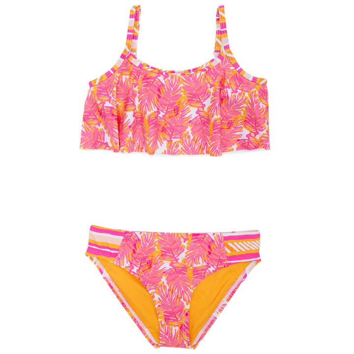 Roxy Palm Palm Flutter Bikini Swim Set (Ages 2-7) - Little Girls' Paradise Pink