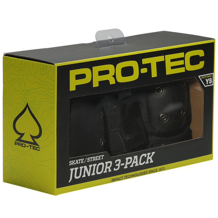 Pro-Tec Street Gear Junior Skateboard Pads 3-Pack - Big Kids' Black Detail 1 View