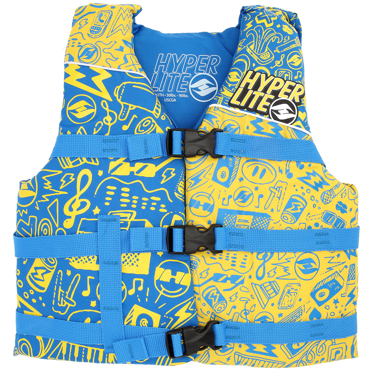Hyperlite Youth Unite CGA Wakeboard Vest - Little Kids' 2015 Blue/Yellow Front View