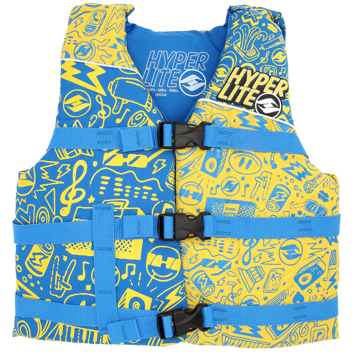 Hyperlite Youth Unite CGA Wakeboard Vest - Little Kids' 2015 Blue/Yellow Front View