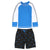 Cabana Life Hammer Head Swim Shorts + Rashguard Set (Ages 4-7) - Little Boys' Blue/Black Stripe