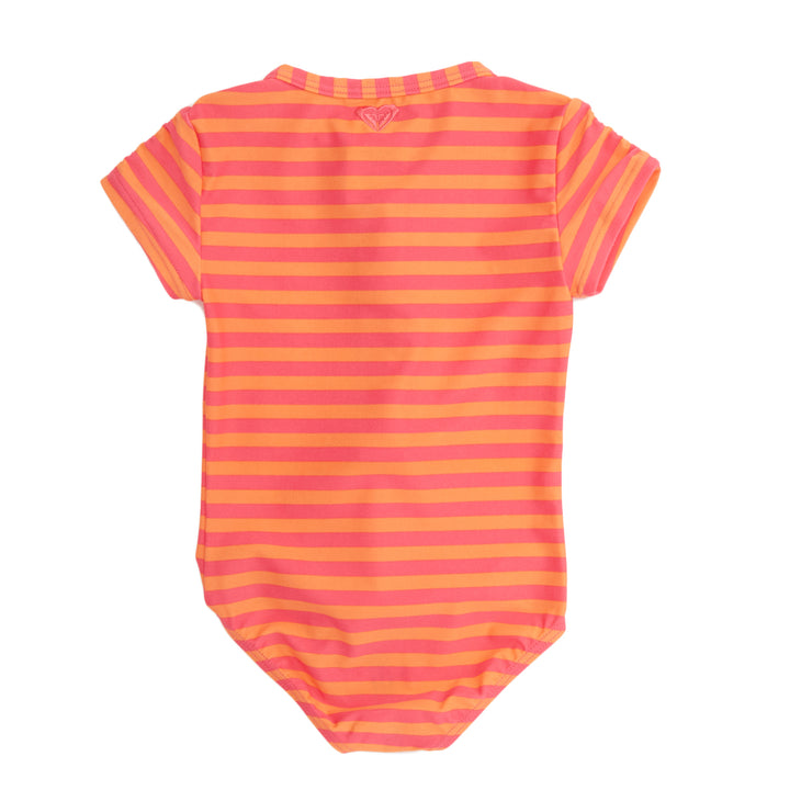 Roxy Flamingo Beach Rashguard One Piece Swimsuit (Ages 2-7) - Little Girls' Melon Back View