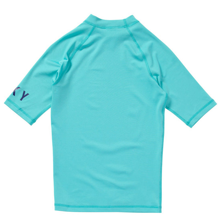 Roxy Whole Hearted Short-Sleeve Rashguard - Little Girls' Turquoise Back View