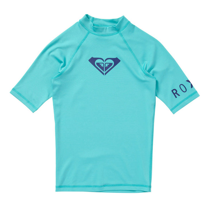 Roxy Whole Hearted Short-Sleeve Rashguard - Little Girls' Turquoise