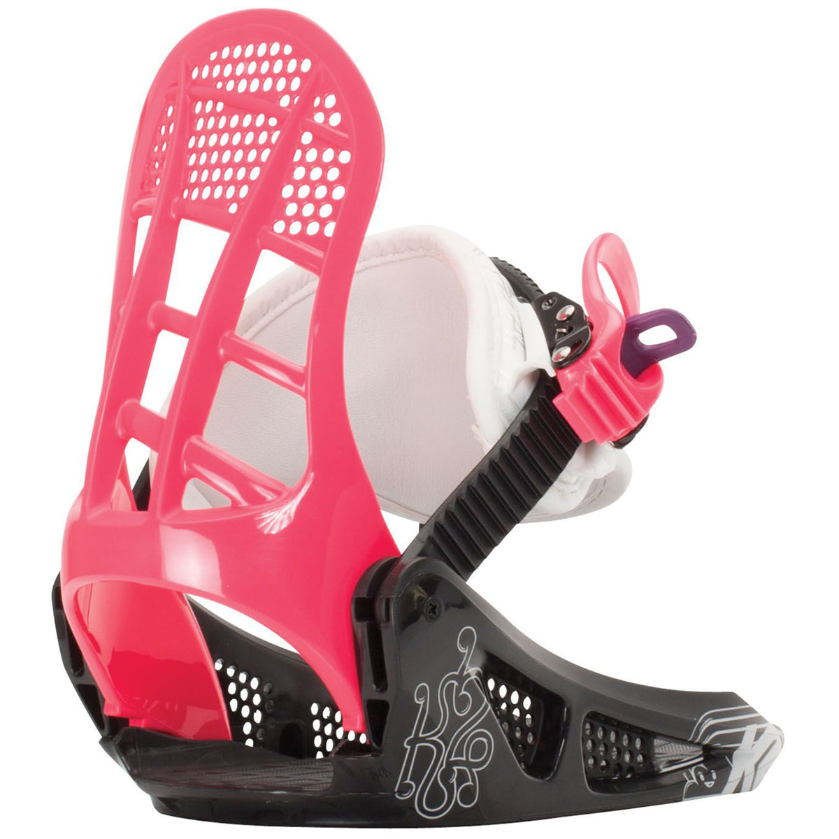 K2 Lil Kat Snowboard Bindings - Little Girls' 2017 White/Black/Pink High Back View