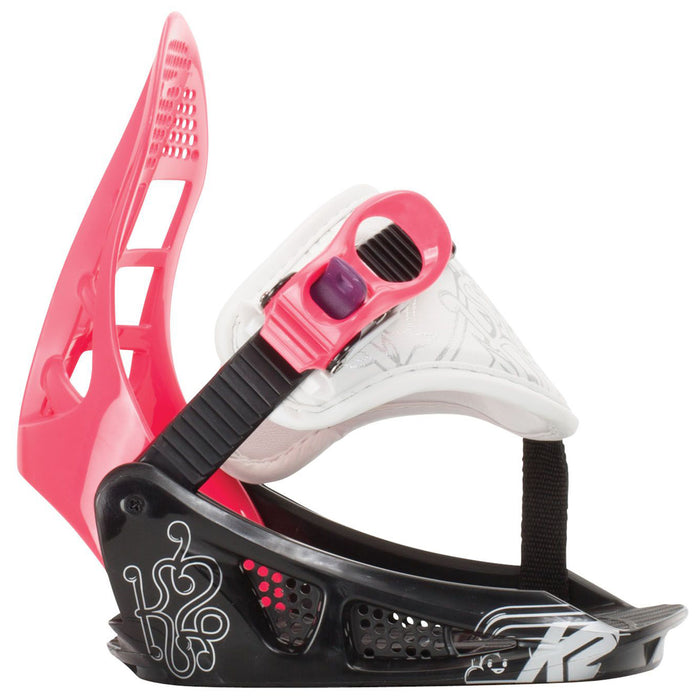 K2 Lil Kat Snowboard Bindings - Little Girls' 2017 White/Black/Pink Side View