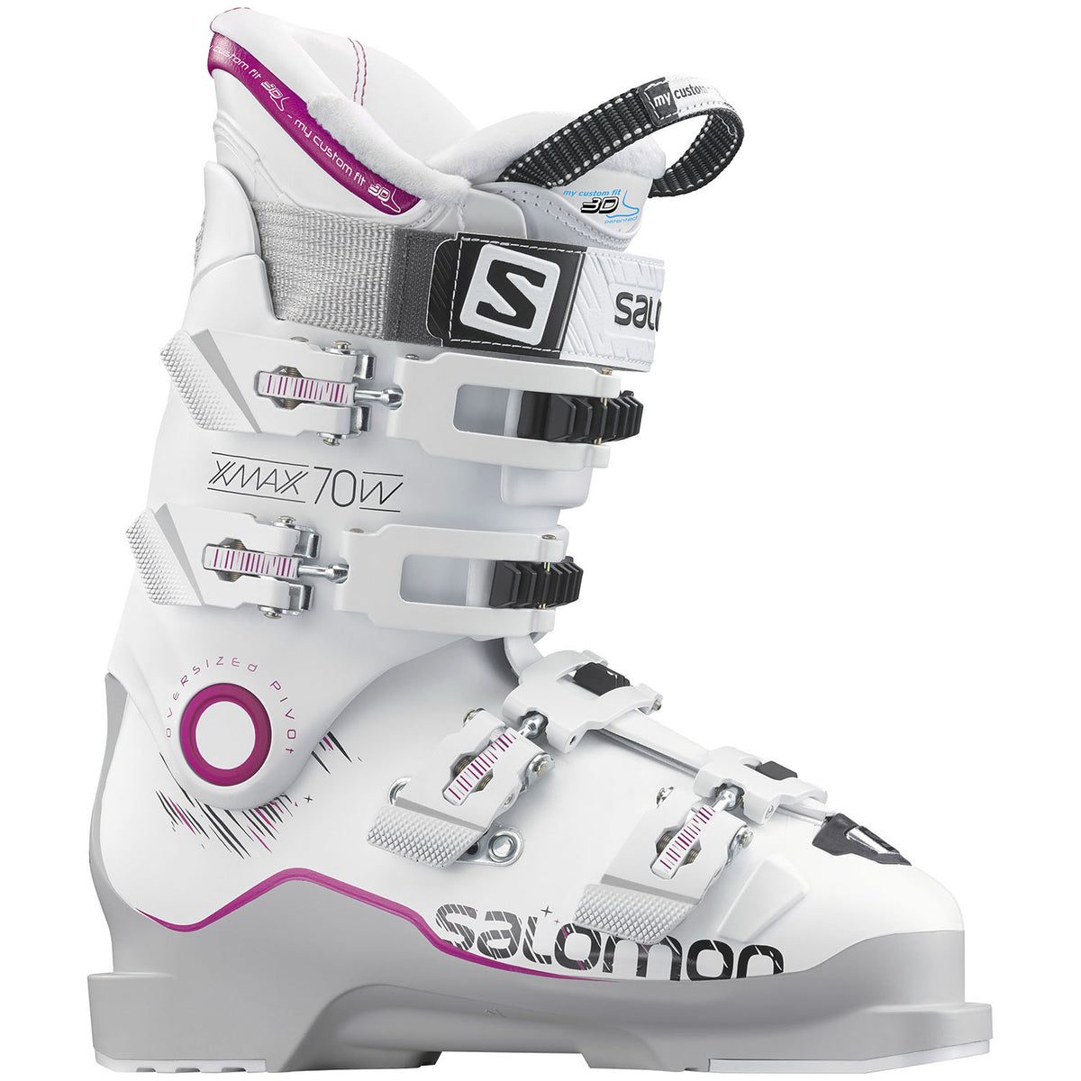 Salomon X Max 70 Ski Boots - Women's 2017 Grey/White/Pink Side View