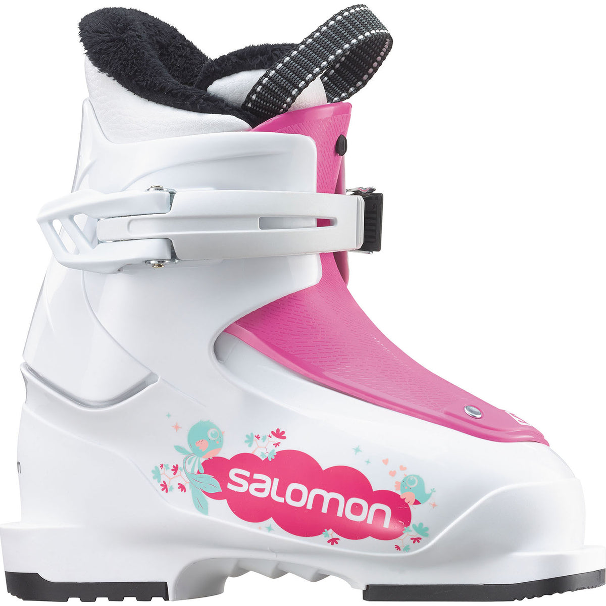 Salomon T1 Girlie Ski Boots - Little Girls' 2016 White/Pink Side View