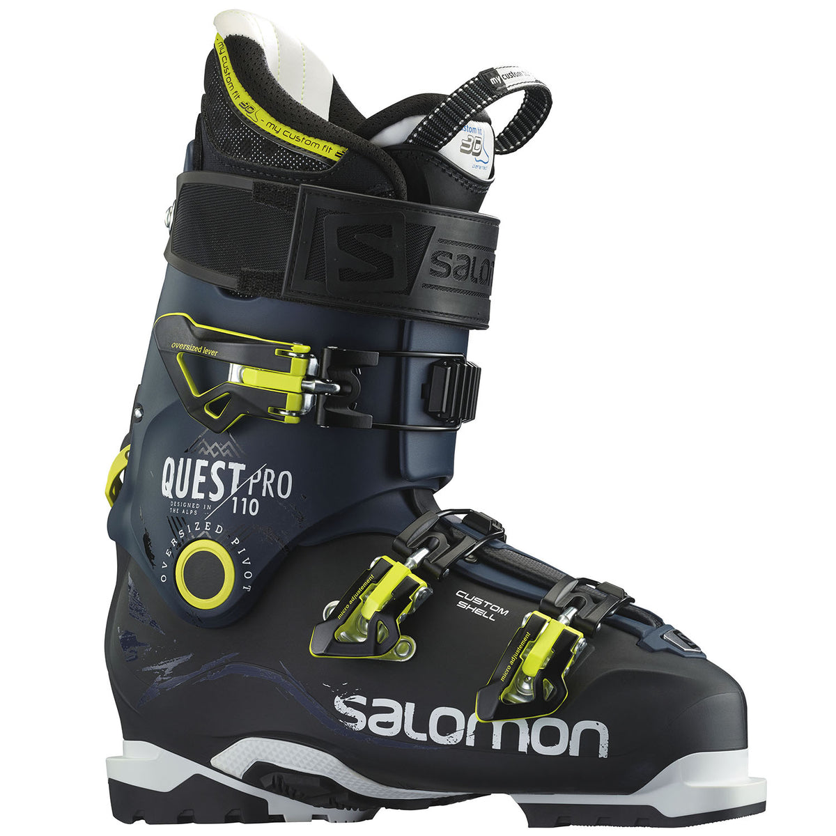 Salomon Quest Pro 110 Ski Boots 2016 Black/Dark Blue Side View