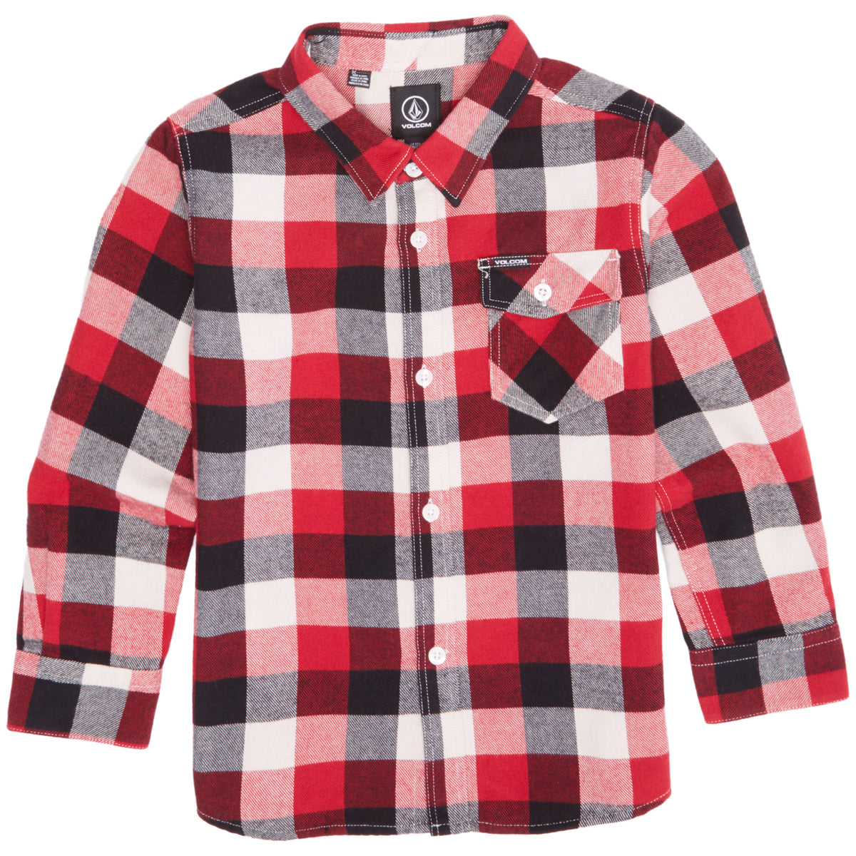 Volcom Bert Flannel Long-Sleeve Shirt (Ages 2-7) - Little Boys' Deep Red Front View