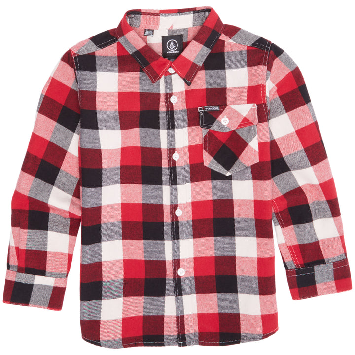 Volcom Bert Flannel Long-Sleeve Shirt (Ages 2-7) - Little Boys' Deep Red Front View