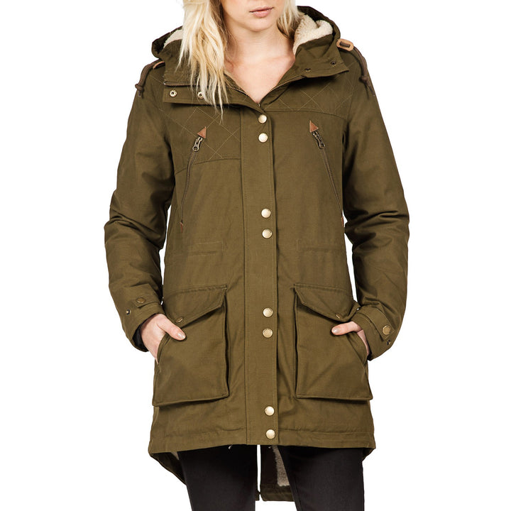 Volcom Walk On By Parka Jacket - Women's Lentil Green Front View