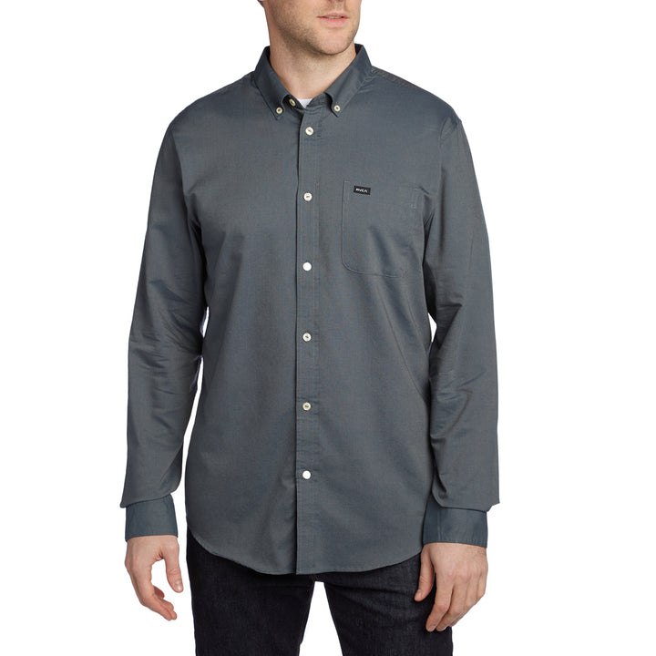 RVCA That'll Do Oxford Long-Sleeve Shirt Iron Front View
