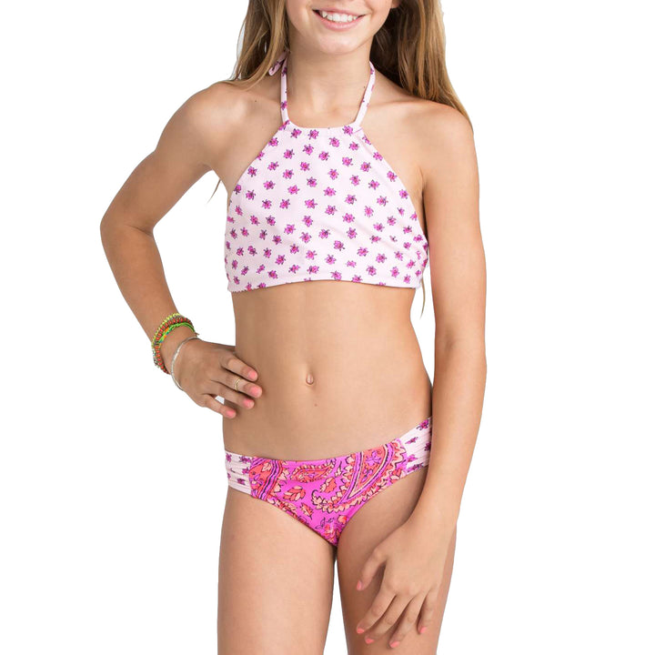 Billabong Penny Lane Reversible Halter Swim Set - Little Girls' Pretty Pink Detail 1 View