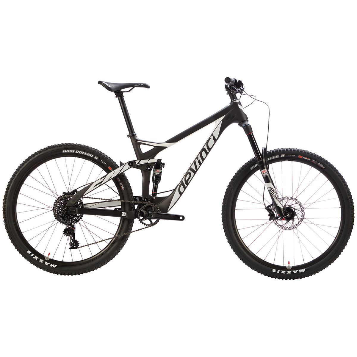 Devinci Troy Carbon RS Complete Mountain Bike 2016 Carb/Wht/Coal Side View