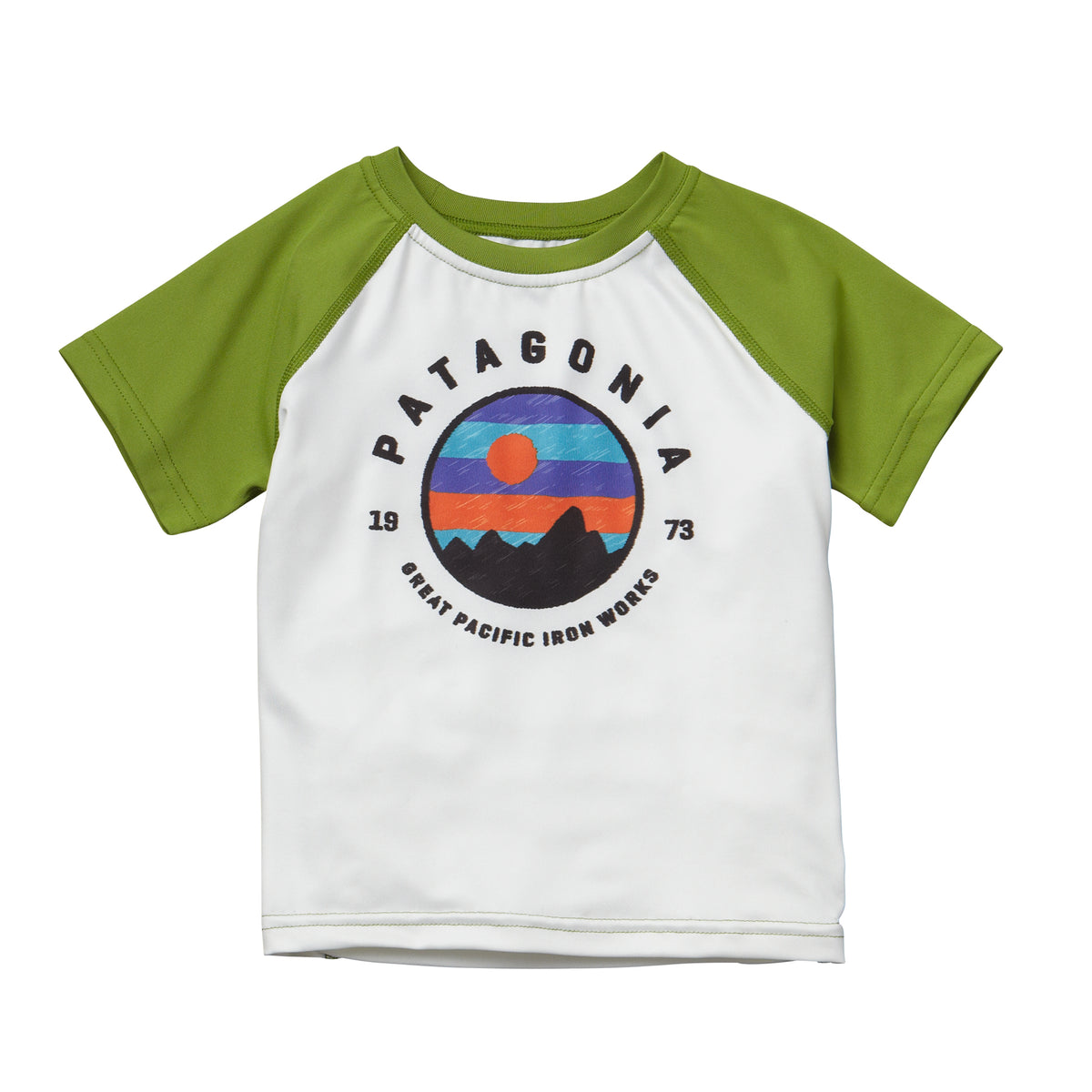 Patagonia Capilene Daily T-Shirt (Ages 2-7) - Little Boys' White/Supply Green