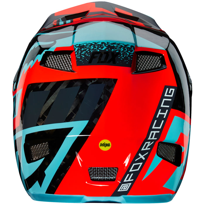 Fox Rampage Pro Carbon Bike Helmet Aqua Back View