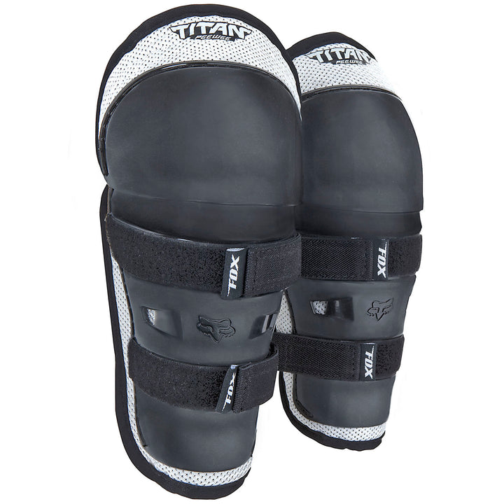 Fox Racing Peewee Titan Knee/Shin Guards - Kids' Black/Silver Front View