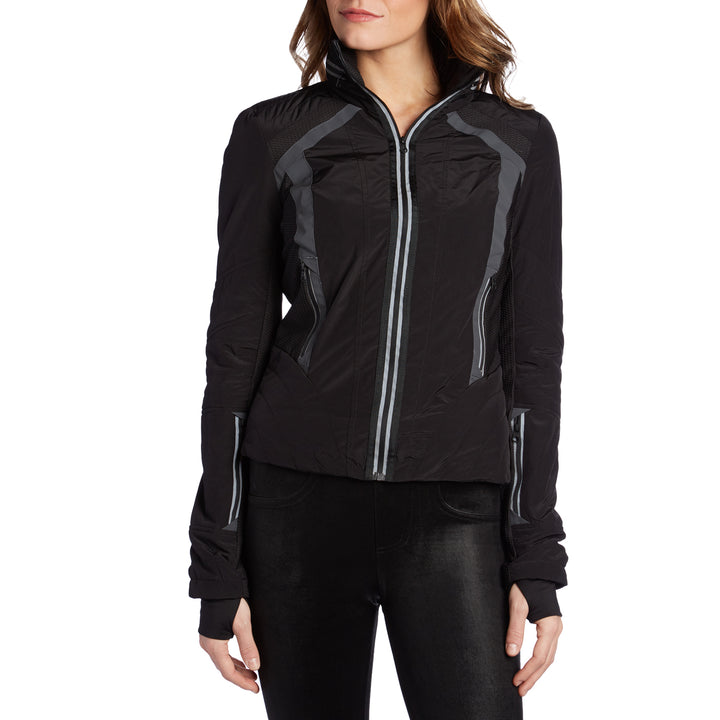 Blanc Noir Windbreaker Jacket - Women's Black Front View