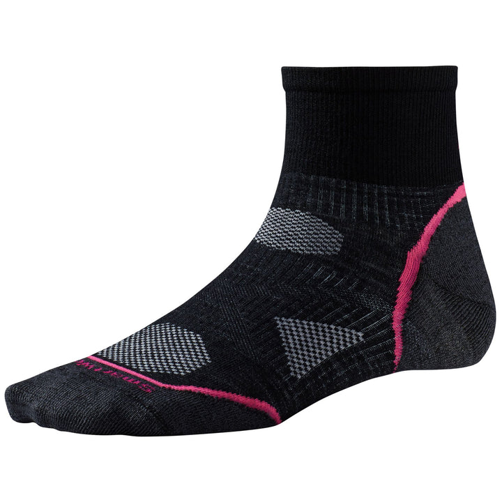 Smartwool PhD® Cycle Ultra Light Mini Socks - Women's Black/Punch Front View