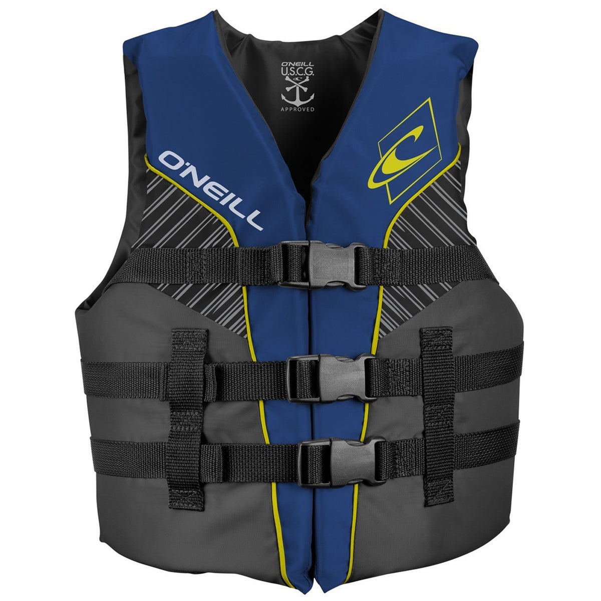 O'Neill Youth Superlite USCG Wakeboard Vest - Big Kids' 2018 Pacific/Smoke/Black:White Front View