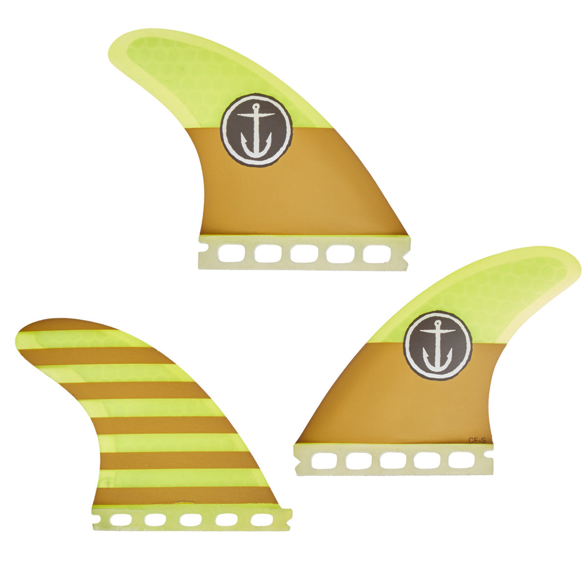 Captain Fin CF Small Single Tab Tri Fin Set Yellow
