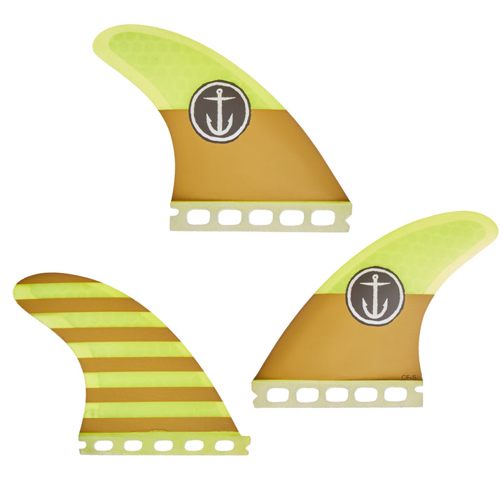 Captain Fin CF Small Single Tab Tri Fin Set Yellow