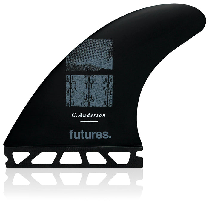 Futures V2 Ando Large Blackstix 3.0 Tri Fin Set Black/Carbon