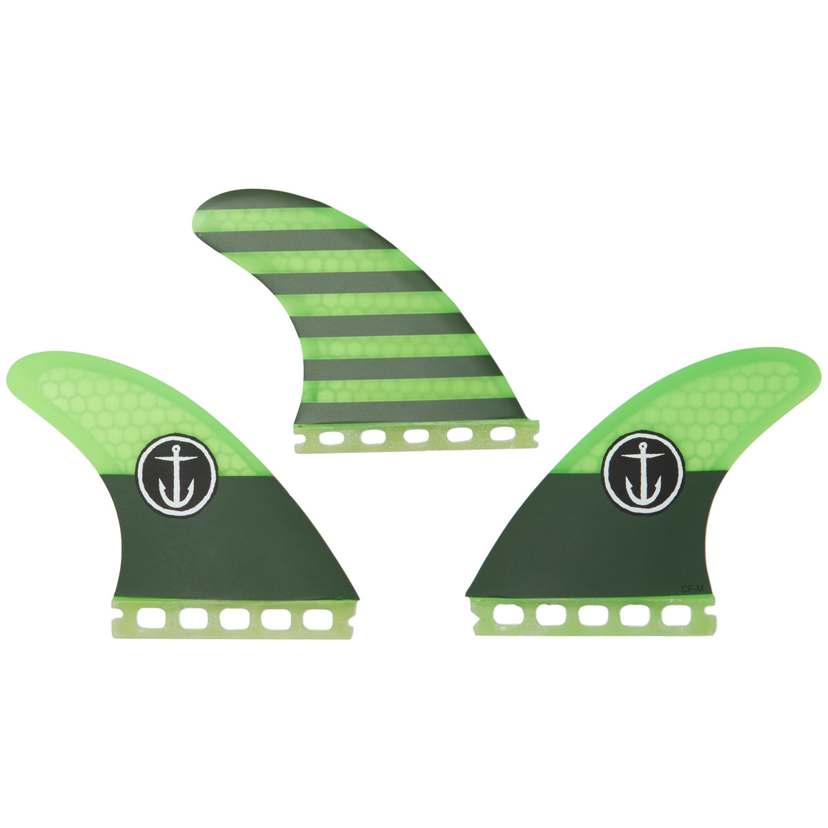 Captain Fin CF Medium Single Tab Tri Fin Set Green