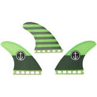 Captain Fin CF Medium Single Tab Tri Fin Set Green::Green