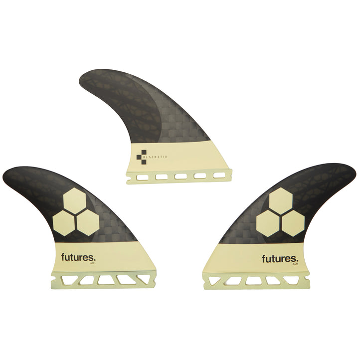 Futures AM1 Medium Blackstix 3.0 Tri Fin Set Cream/Carbon Front View