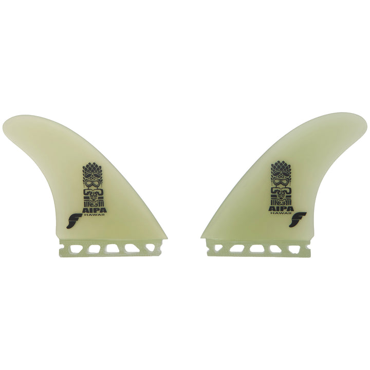 Futures Akila Fiberglass Twin Fin Set Clear Front View
