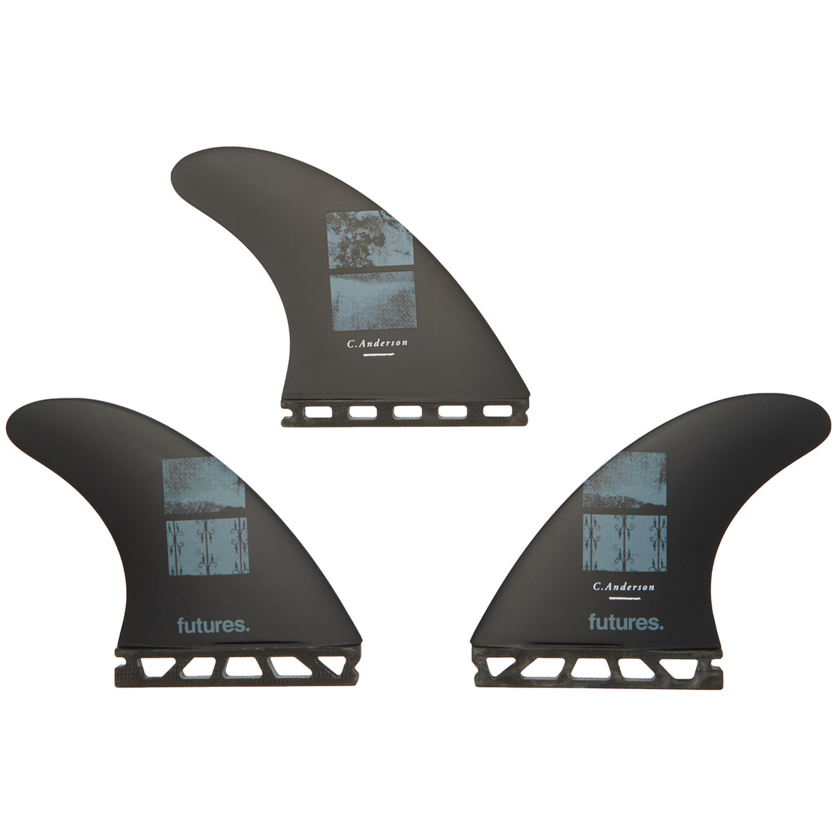 Futures V2 Ando Large Blackstix 3.0 Tri Fin Set Black/Carbon