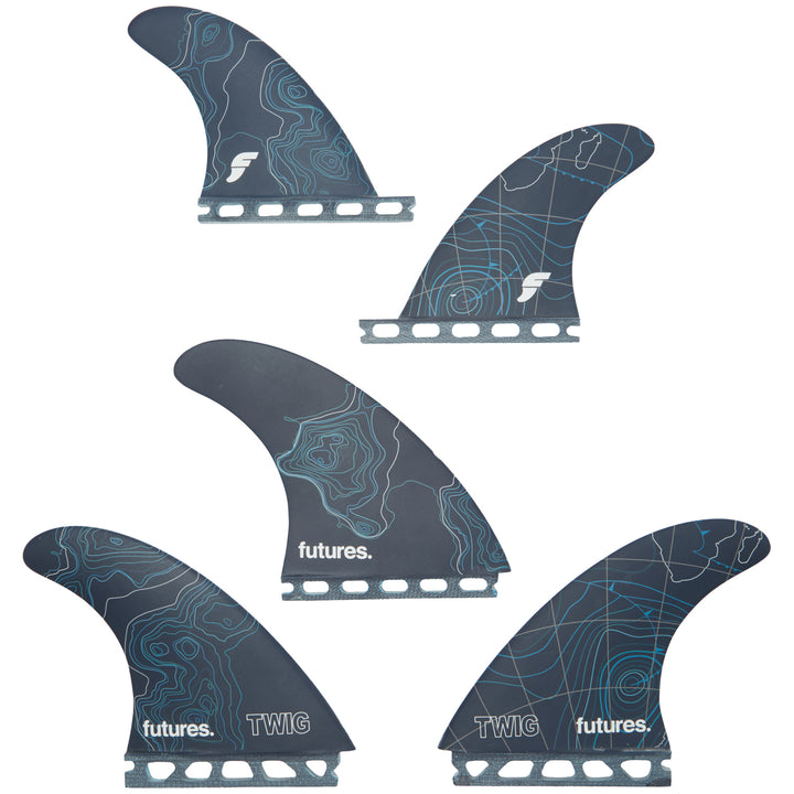 Futures Twiggy Fiberglass 5-Fin Set Navy