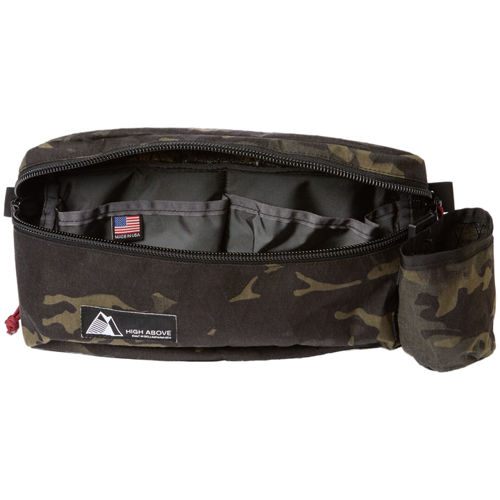 High Above Cascadia Hip Pack w/Bottle Rocket Black Camo