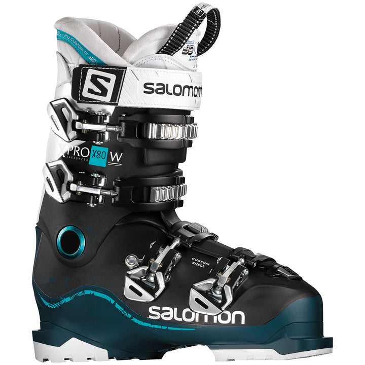 Salomon X Pro X80 CS W Ski Boots - Women's 2017 Black/Petrol/White/Aqua Blue Side View