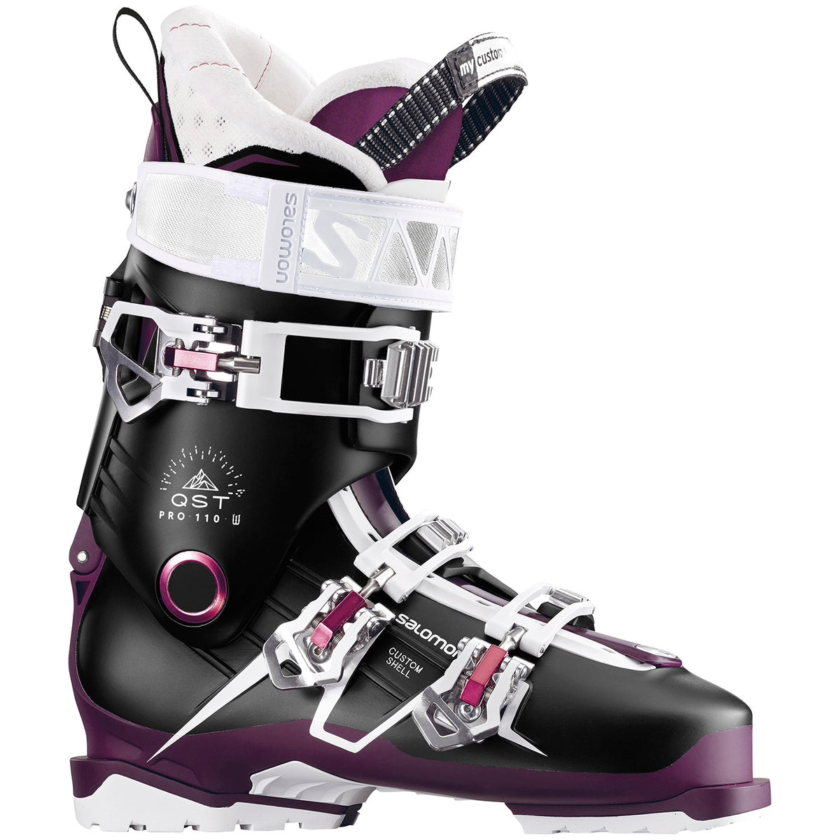 Salomon QST Pro 110 W Ski Boots - Women's 2018 Black/Burgandy/Pink Side View