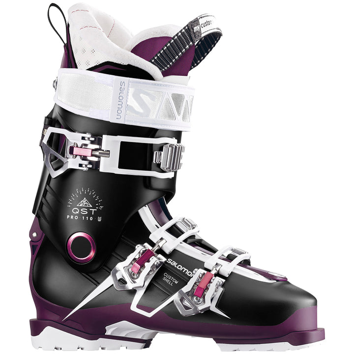 Salomon QST Pro 110 W Ski Boots - Women's 2018 Black/Burgandy/Pink Side View
