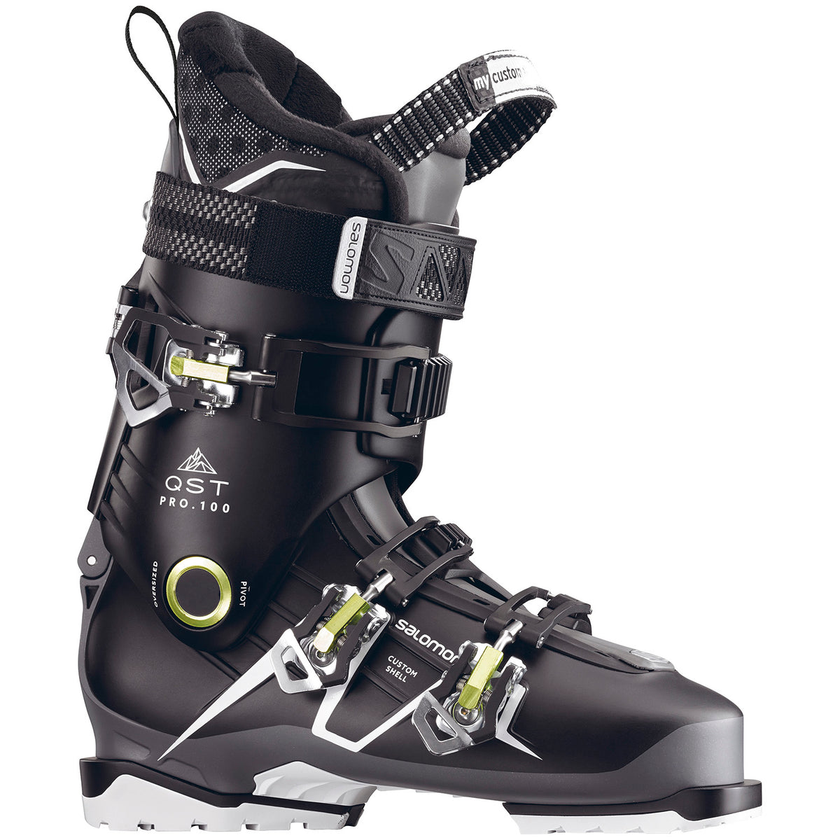 Salomon QST Pro 100 Ski Boots 2018 Black/Anthracite/Acid Green Side View