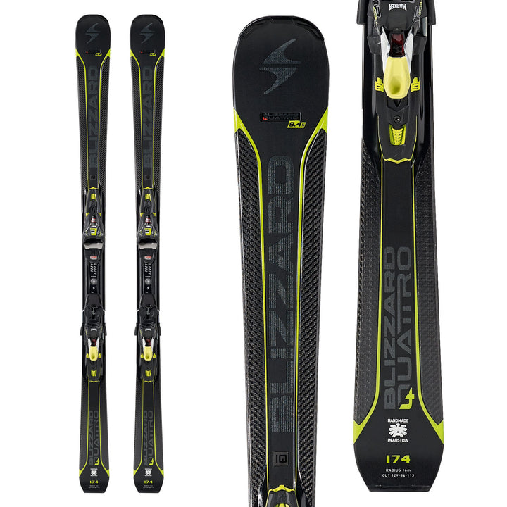 Blizzard Quattro 8.4 Ti Skis + XCELL12 Bindings 2018 Top View