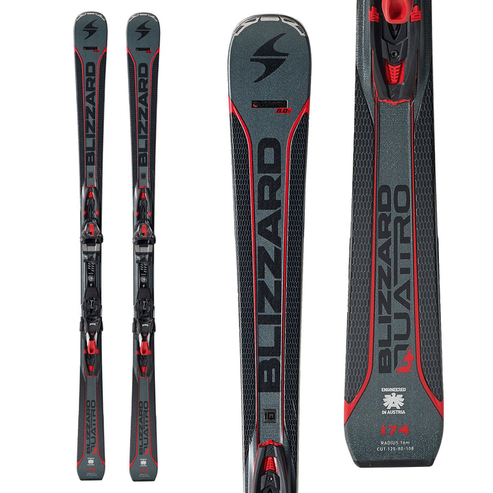 Blizzard Quattro 8.0 Ti Skis + TCX12 Bindings 2018 Top View