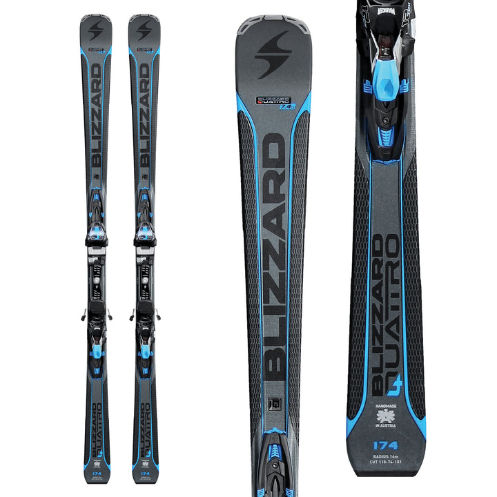 Blizzard Quattro 7.4 Ca Skis + TCX12 Bindings 2017 Top View