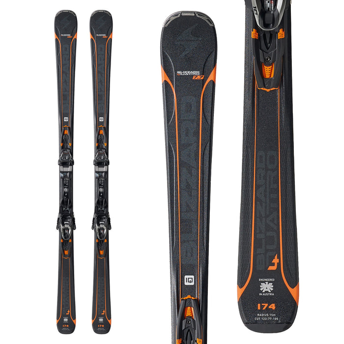 Blizzard Quattro 7.7 Skis + TP10 Bindings 2018 Top View