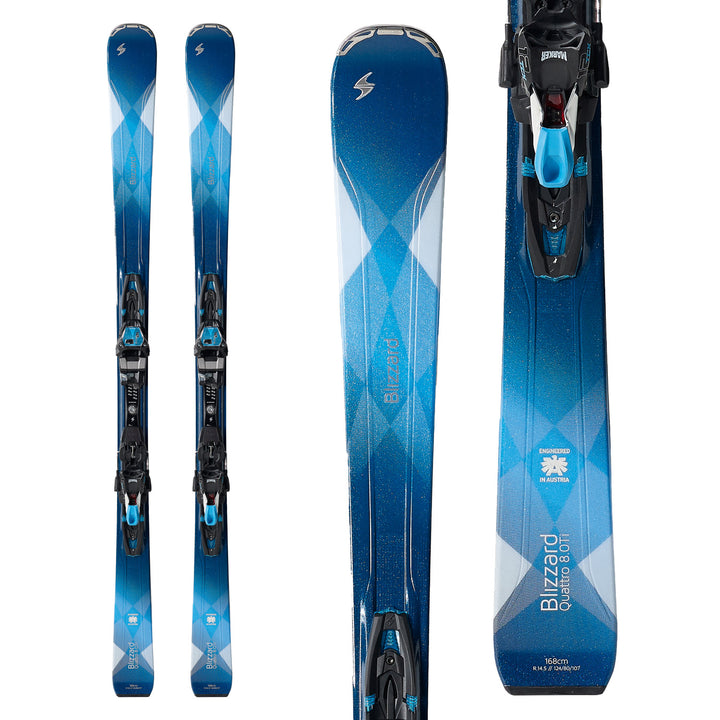 Blizzard Quattro 8.0 Ti Skis + TCX12 Bindings - Women's 2018 Top View