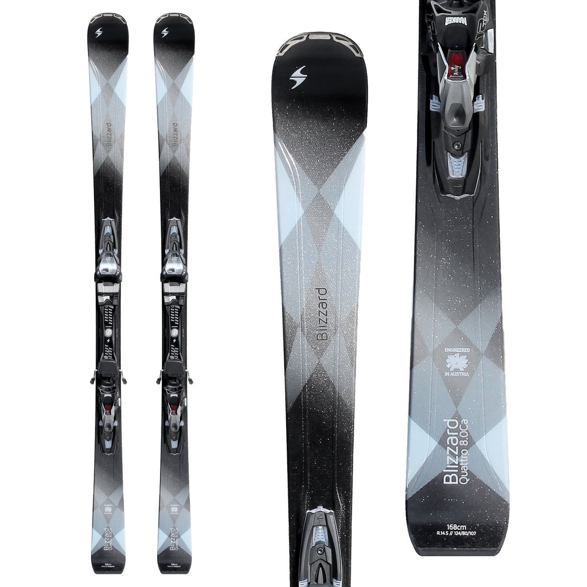 Blizzard Quattro 8.0 Ca Skis + TCX12 Bindings - Women's 2017 Top View