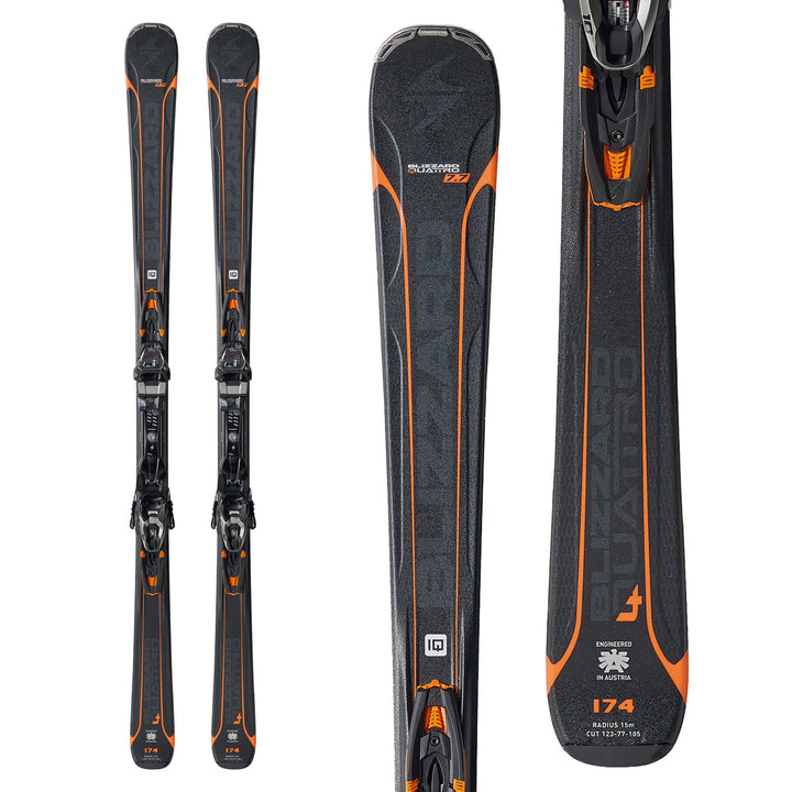 Blizzard Quattro 7.7 Skis + TP10 Bindings 2018 Top View